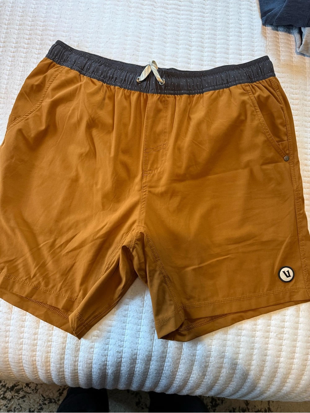 Vuori Men's Drawstring Shorts in Heather Gray with Dark Waistband